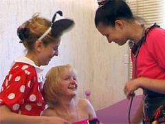 Three Tiny Teenage Girls Playing Dirty Sexgames Together