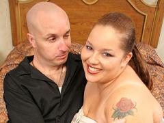 Tattoed Chubby Whore Bending Over To Suck Huge Cock