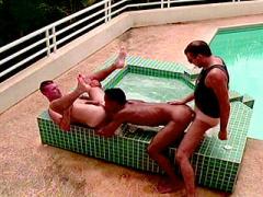 Long Haired Homo Stuffing His Cock Deep Into Handsome Gays M...