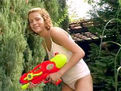Two Naughty Girls Playing Dirty Games In Their Backyard