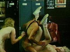 Guy Fucks Two Chicks In Locker Room