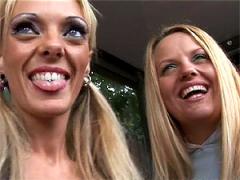 Blonde British Lezzies Picked Up From The Busstop For Sex