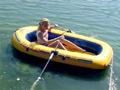 Blonde Teenage Sweetie Pleasing Her Pussy In Her Rowboat