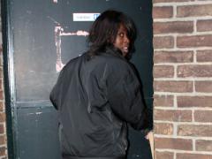 Chocolate Brown Ebony Sucks A White Dick Through Gloryhole