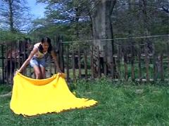 Horny Teenager Has Some Fun Outdoors With A Dildo Alone