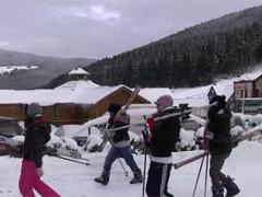 Four Crazy Naked Teenage Chicks Skiing And Banging Hard