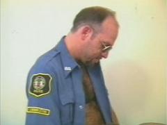 Bald Gay Bear Cop Getting Steamy Dick Sucking