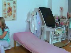 Cute Blonde Doctors Petting The Pussy Of A Sexy Patient