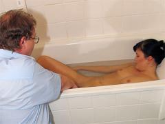 Horny Senior Sticks His Stiff Cock In A Sleeping Teenie Girl...