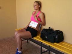 Gorgeous Horny Teen Sweetheart Strokes Cooch On A Bench