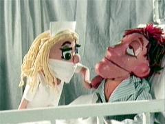 Retro Puppet Nurse Catching A Patient His Load Of Semen