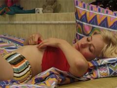 Cute Blonde In Her Bed Fondles Her Amazing Teen Boobies