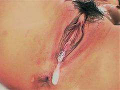 Japanese Girl Loves A Sticky Load In Her Pink Thight Slit