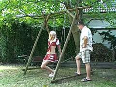 Very Hot Schoolgirl On A Swing Screwed Hardcore Outdoors