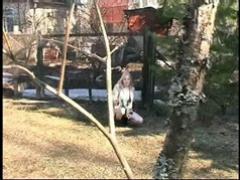 Spying On Blonde Peeing And Smoking Teen