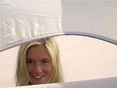 Blonde Teenie Sweetie Toying Her Tight Pussy Out On Camp