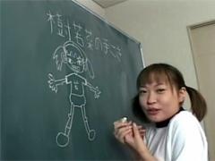 Sexy Asian School Chick Giving Two Guys A Horny Handjob