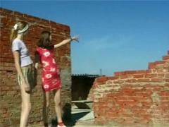 Two Petite Lesbian Teen Girls Toying Their Pussy Outdoor