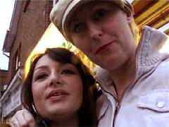 Busty UK Streetslut In Stockings Picked Up For Lesbian Sex