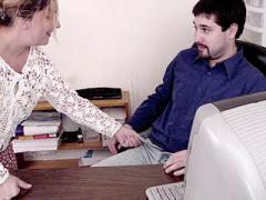 Female Blonde Boss Paddling Lazy Hunky Employee