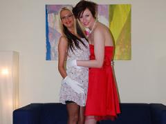 Two Hot Lesbian Babes In Stockings Licking Each Others Pussy...