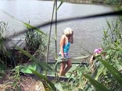 Two Lesbian Teenage Girls Enjoy Playing Naked On A Boat