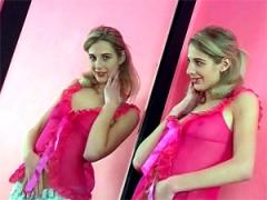 Horny Chick Masturbates With A Dildo In Front Of A Mirror