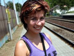Shagging A Willing Teenage Chick With Short Hair Outdoors